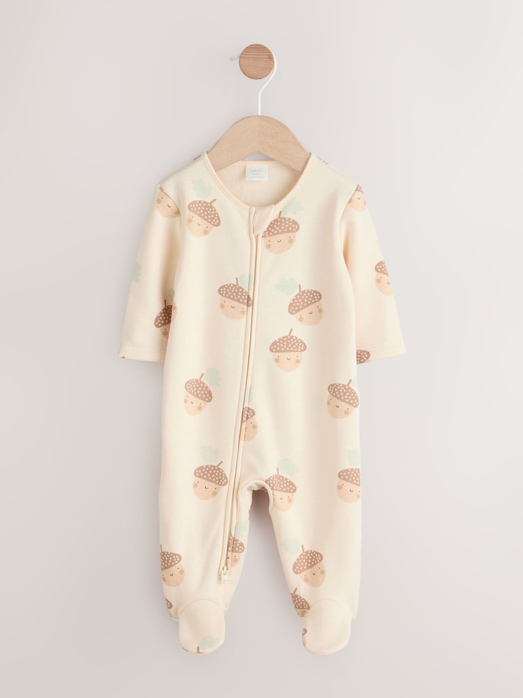 Neutral Baby Two Way Zip Fleece Lined Sleepsuit - Image 1 of 6 Neutral Baby Two Way Zip Fleece Lined Sleepsuit - Image 1 of 6