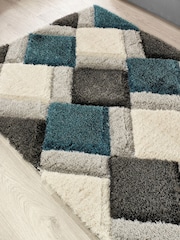 Origin Rug Collection. Teal 3DGEO Shaggy Rug - Image 5 of 5