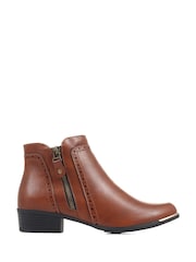 Pavers Brown Wide-Fit Brogue Ankle Boots - Image 1 of 5