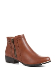 Pavers Brown Wide-Fit Brogue Ankle Boots - Image 2 of 5