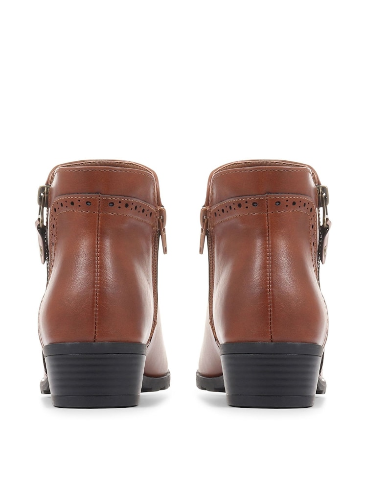 Pavers Brown Wide-Fit Brogue Ankle Boots - Image 2 of 5 Pavers Brown Wide-Fit Brogue Ankle Boots - Image 2 of 5