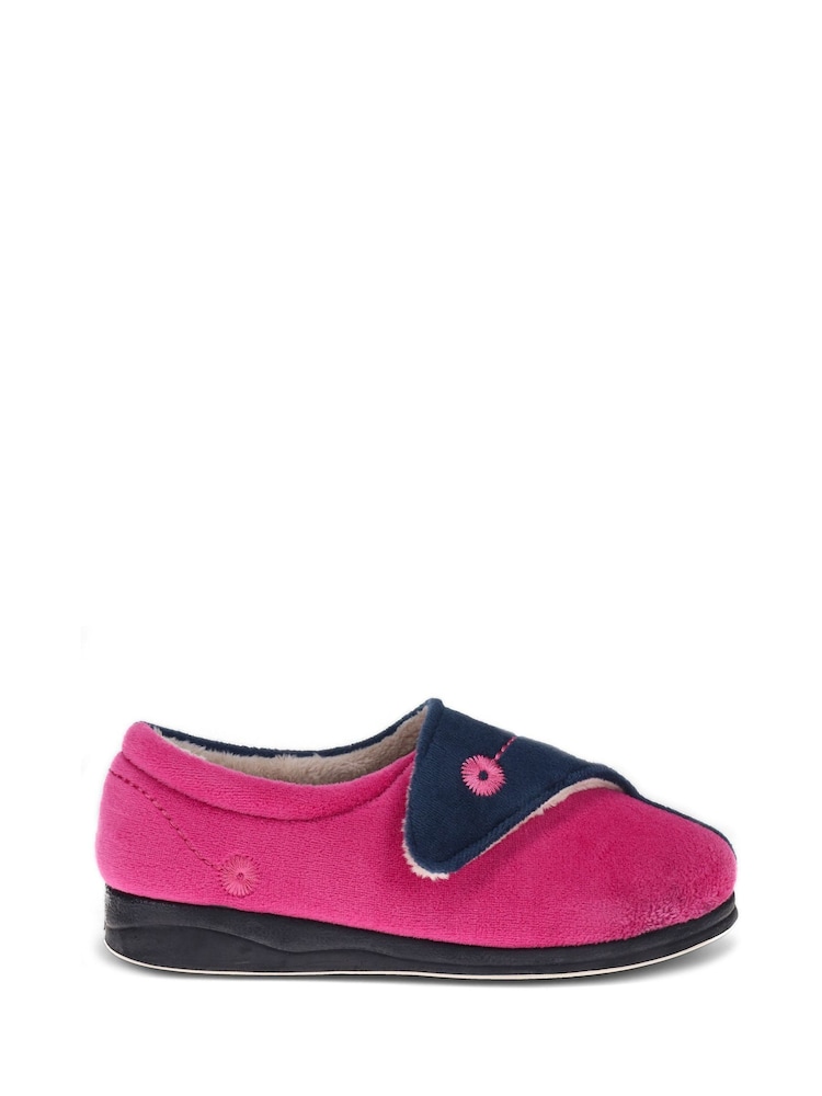 Pavers Navy Raspberry Wide Fit Wide Fit Antibacterial Slippers - Image 1 of 6