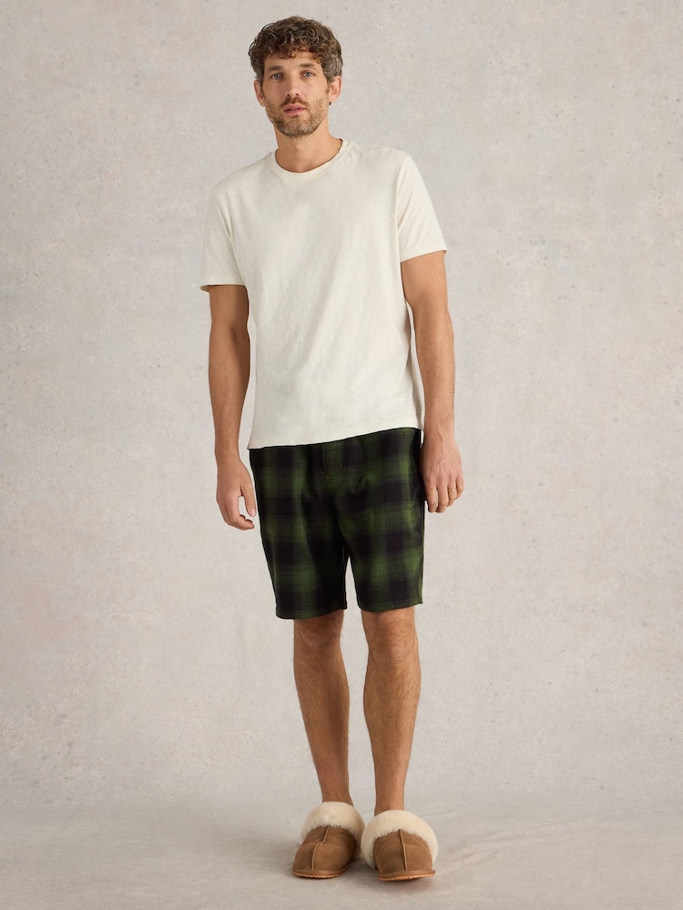 White Stuff Green 100% Cotton Moorland Flannel Pyjamas Shorts - Image 1 of 4