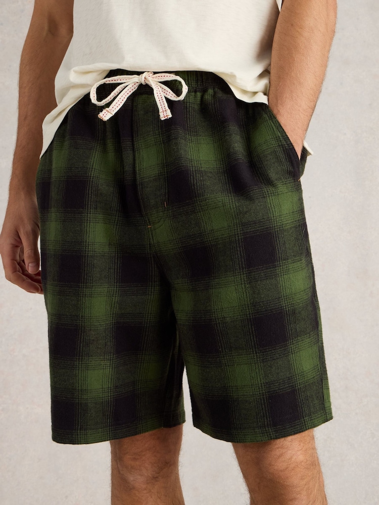 White Stuff Green 100% Cotton Moorland Flannel Pyjamas Shorts - Image 2 of 4