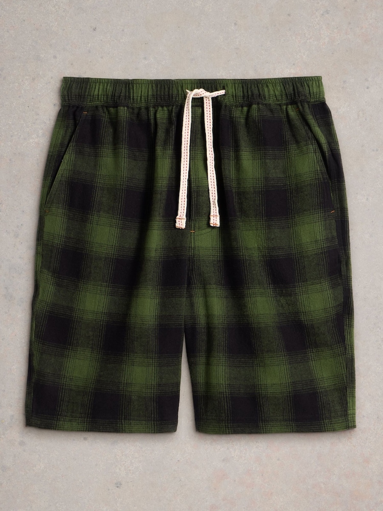 White Stuff Green 100% Cotton Moorland Flannel Pyjamas Shorts - Image 4 of 4