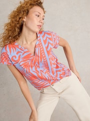 White Stuff Red/Blue Nelly Notch Neck T-Shirt - Image 1 of 6