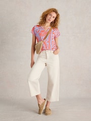 White Stuff Red/Blue Nelly Notch Neck T-Shirt - Image 3 of 6