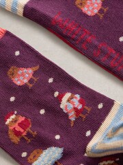 White Stuff Purple Christmas Cosy Robin Socks In A Cracker - Image 2 of 3