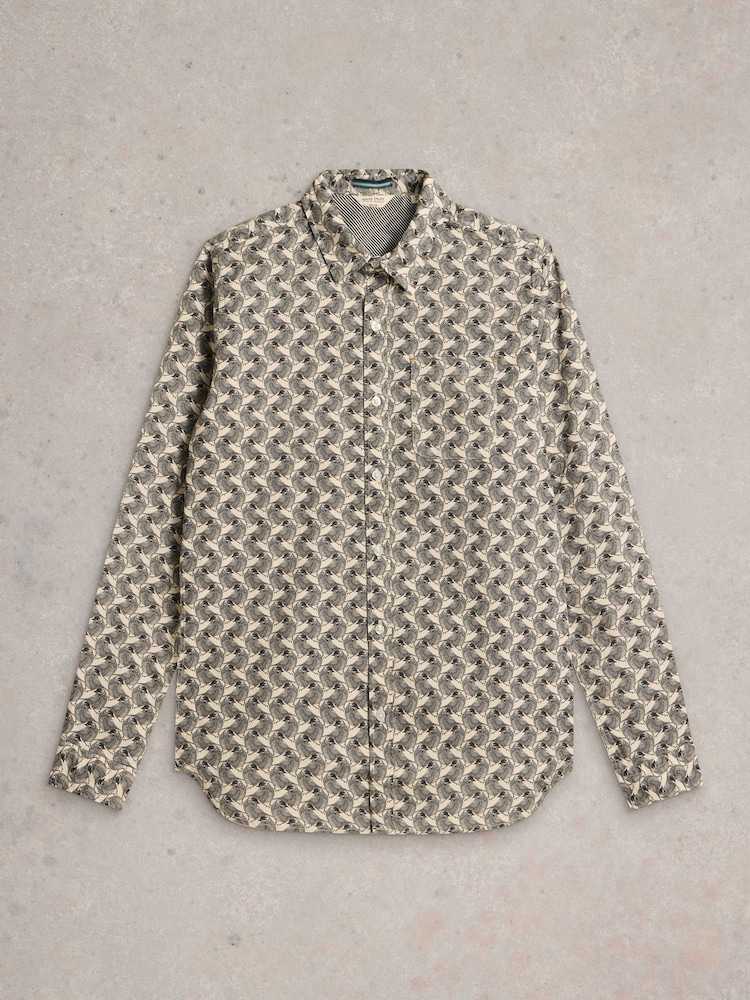 White Stuff Cream Bird Printed Shirt - Image 5 of 5