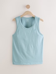 Ecru/Blue/Green/Pink Regular Fit 100% Cotton Vests 4 Pack - Image 10 of 15