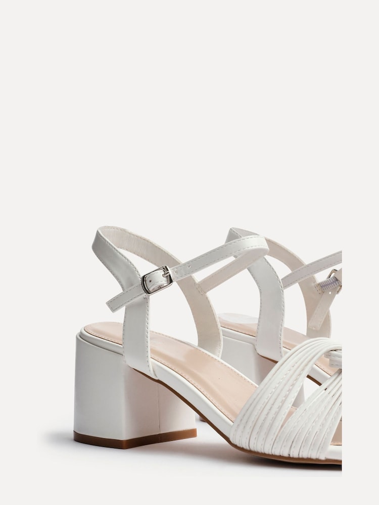 Linzi White Susanna Block Heeled Sandals With Knotted Front Detail - Image 5 of 5