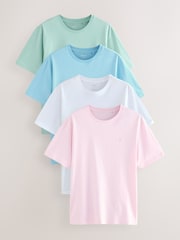 White/Mint Green/Blue/Pink - Обычный крой - 100% Хлопковая футболка 4 набор - Image 1 of 7