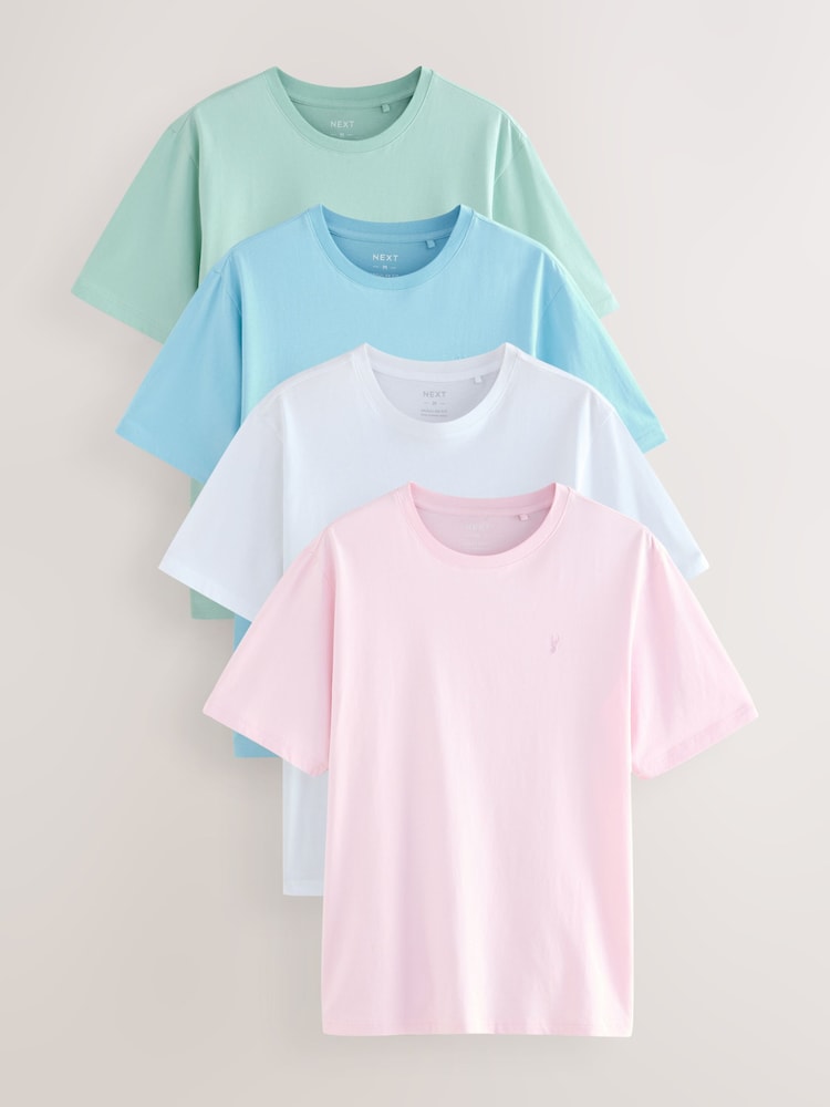 White/Mint Green/Blue/Pink - Обычный крой - 100% Хлопковая футболка 4 набор - Image 1 of 7
