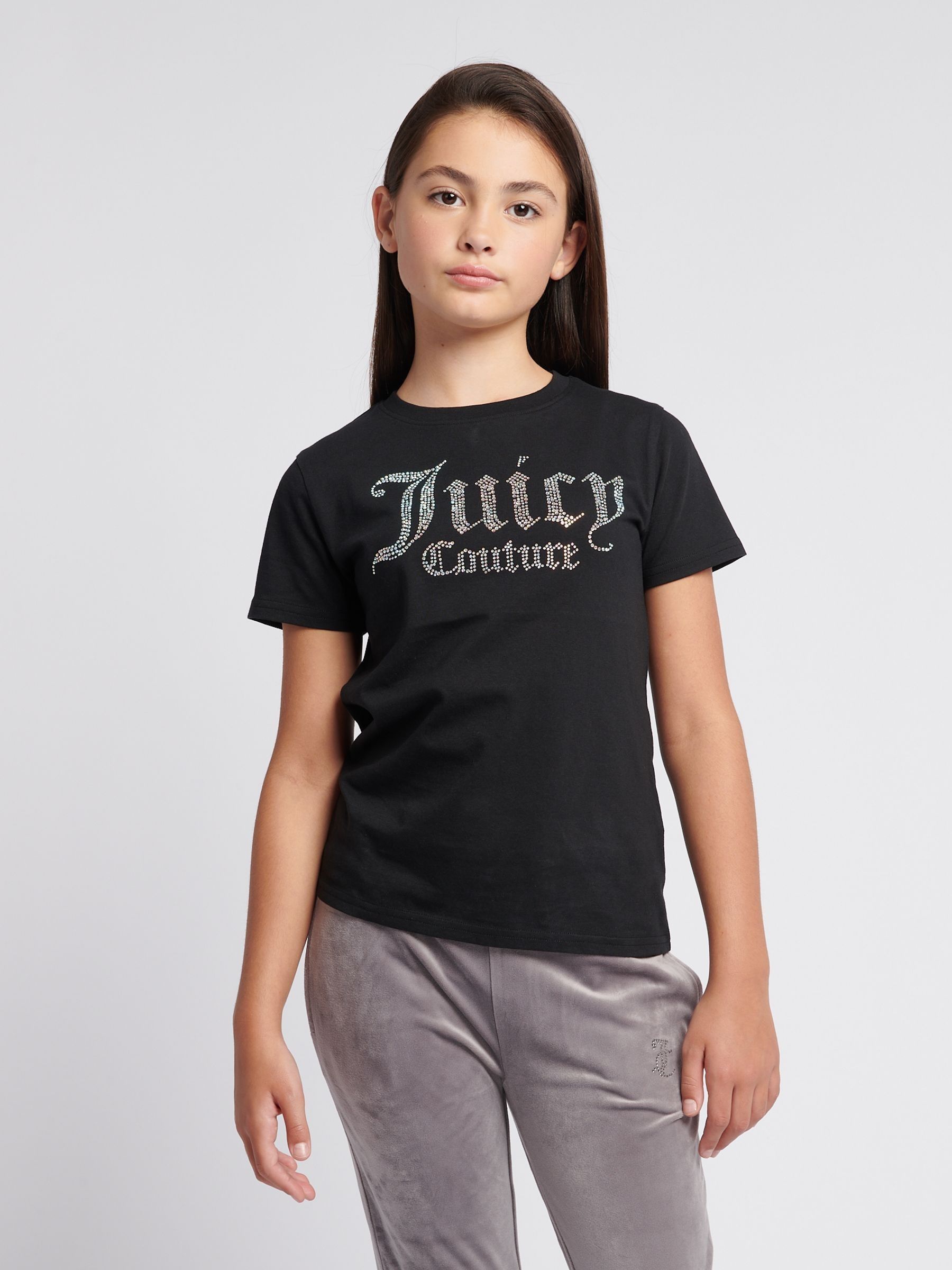 Buy Juicy Couture Black Girls Fitted Diamante 100% Cotton T-Shirt from Next  USA