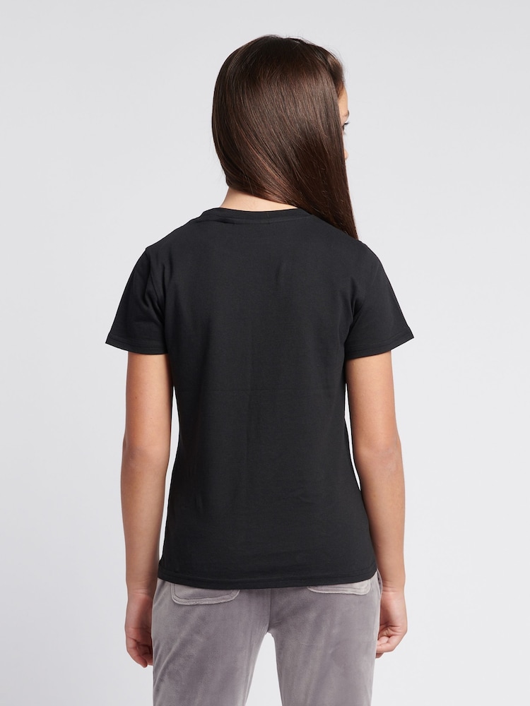 Juicy Couture Black Girls Fitted Diamante 100% Cotton T-Shirt - Image 3 of 7