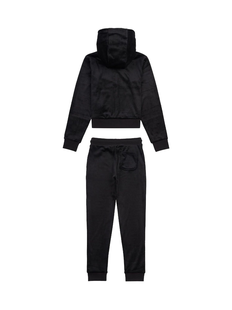 Juicy Couture Black Girls Diamante Hoodie & Slim Tracksuit Set - Image 2 of 5