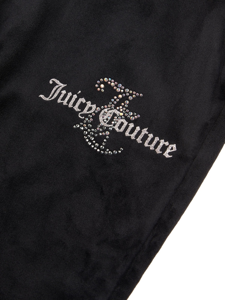 Juicy Couture Black Girls Diamante Hoodie & Slim Tracksuit Set - Image 5 of 5
