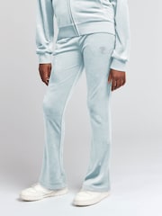 Juicy Couture Aqua Blue Girls Diamanté Bootcut Joggers - Image 1 of 1