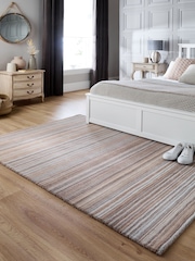 Origin Rug Collection. Beige Fine Stripes Wool Rug - Image 1 of 5