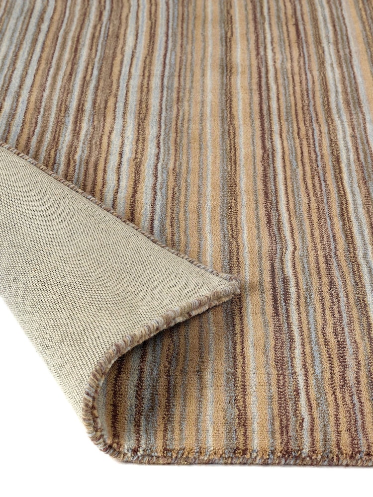 Origin Rug Collection. Beige Fine Stripes Wool Rug - Image 5 of 5