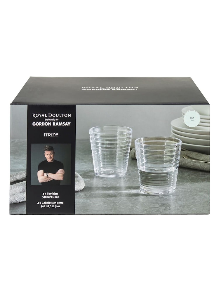 Royal Doulton Set of 4 Blue Maze Tumbler Glasses - Image 2 of 5