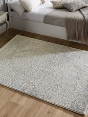 Origins Grey Easy Care Aura Fringe Rug - Image 2 of 6