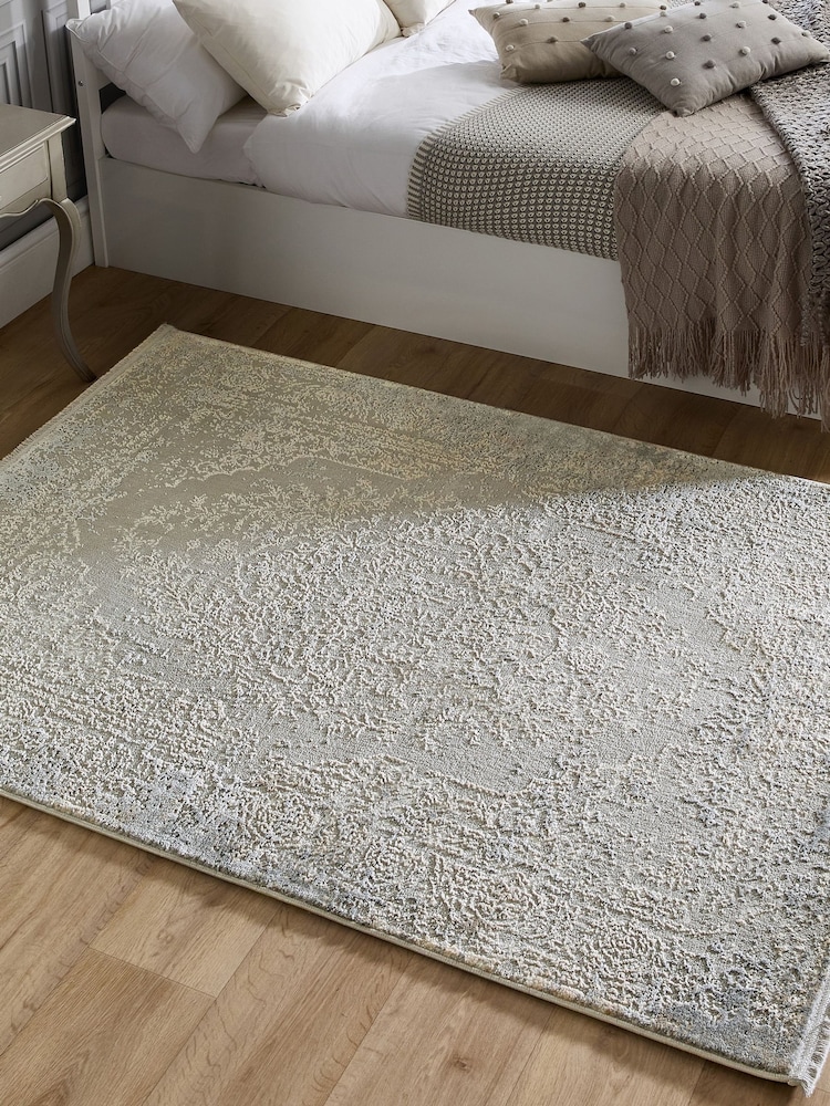 Origins Grey Easy Care Aura Fringe Rug - Image 2 of 6 Origins Grey Easy Care Aura Fringe Rug - Image 2 of 6