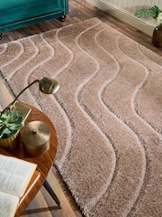 Origin Rug Collection. Beige Soft Carved Wave Shaggy Rug - Image 1 of 4