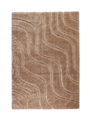 Origin Rug Collection. Beige Soft Carved Wave Shaggy Rug - Image 2 of 4