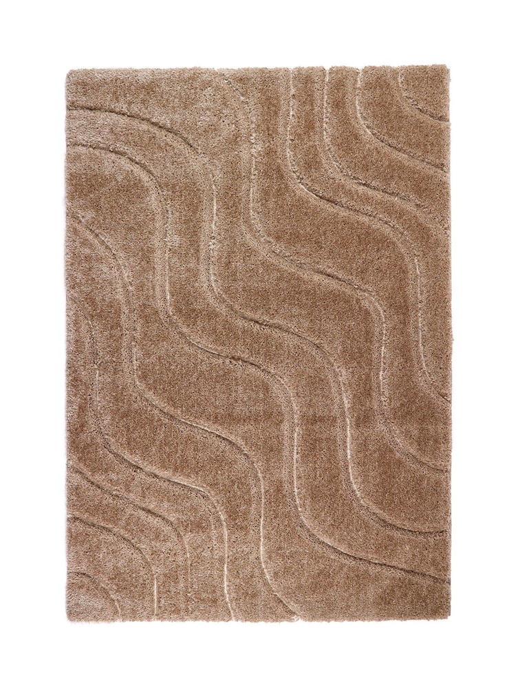 Origin Rug Collection. Beige Soft Carved Wave Shaggy Rug - Image 2 of 4