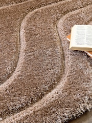 Origin Rug Collection. Beige Soft Carved Wave Shaggy Rug - Image 4 of 4
