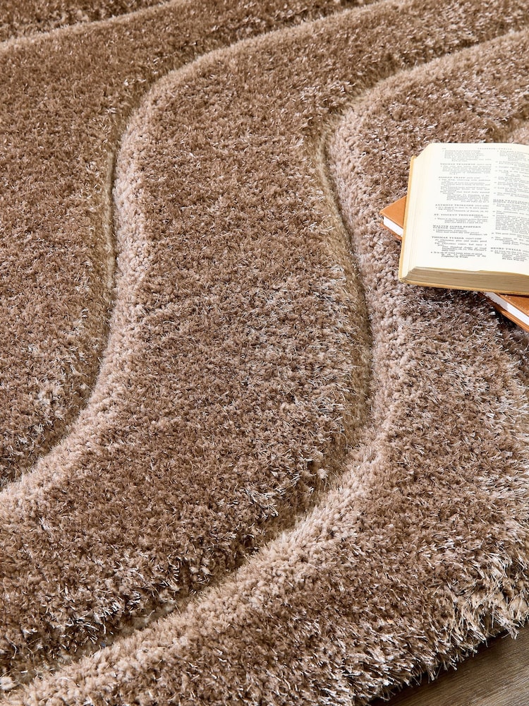 Origin Rug Collection. Beige Soft Carved Wave Shaggy Rug - Image 4 of 4