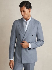 Reiss Warner Db Slim-Fit Linen Double-Breasted Suit Blazer - Image 1 of 9