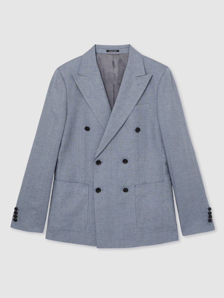 Reiss Warner Db Slim-Fit Linen Double-Breasted Suit Blazer - Image 2 of 9