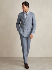 Reiss Warner Db Slim-Fit Linen Double-Breasted Suit Blazer - Image 3 of 9