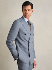 Reiss Warner Db Slim-Fit Linen Double-Breasted Suit Blazer - Image 4 of 9