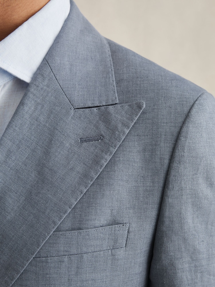 Reiss Warner Db Slim-Fit Linen Double-Breasted Suit Blazer - Image 5 of 9