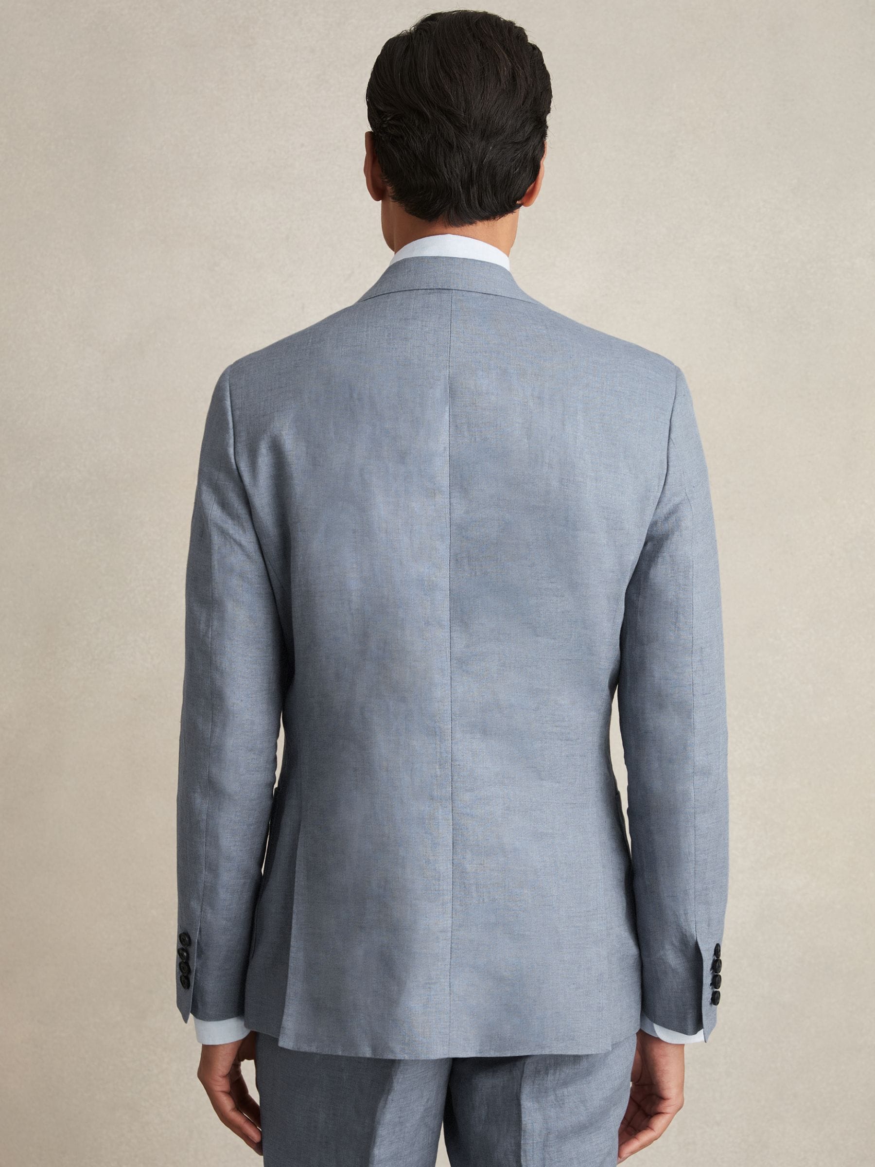 Buy Reiss Airforce Blue Warner Db Slim-Fit Linen Double-Breasted