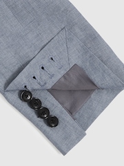 Reiss Warner Db Slim-Fit Linen Double-Breasted Suit Blazer - Image 8 of 9