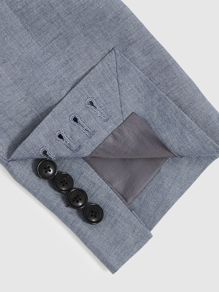 Reiss Warner Db Slim-Fit Linen Double-Breasted Suit Blazer - Image 8 of 9