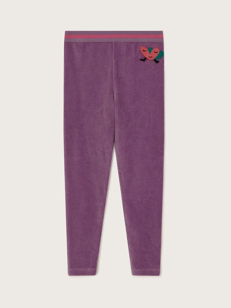 Monsoon Purple Rib Velour Leggings - Image 1 of 3