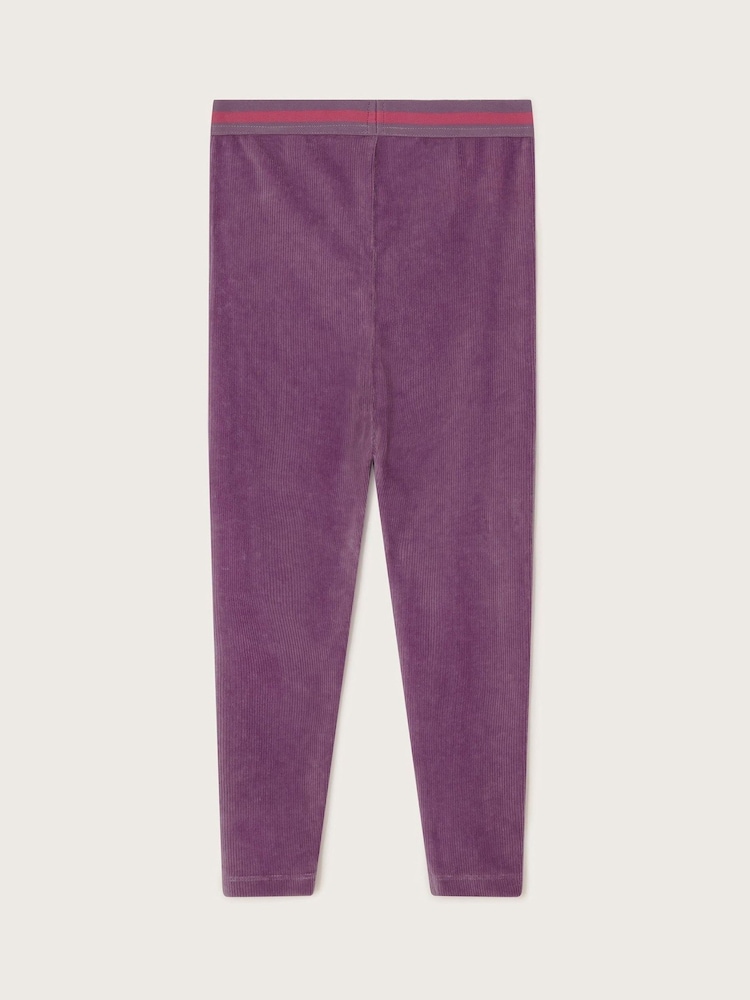 Monsoon Purple Rib Velour Leggings - Image 2 of 3