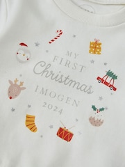 My 1st Years Cream Personalised My 1st Christmas Wreath 100% Cotton Sweatshirt - Image 2 of 5