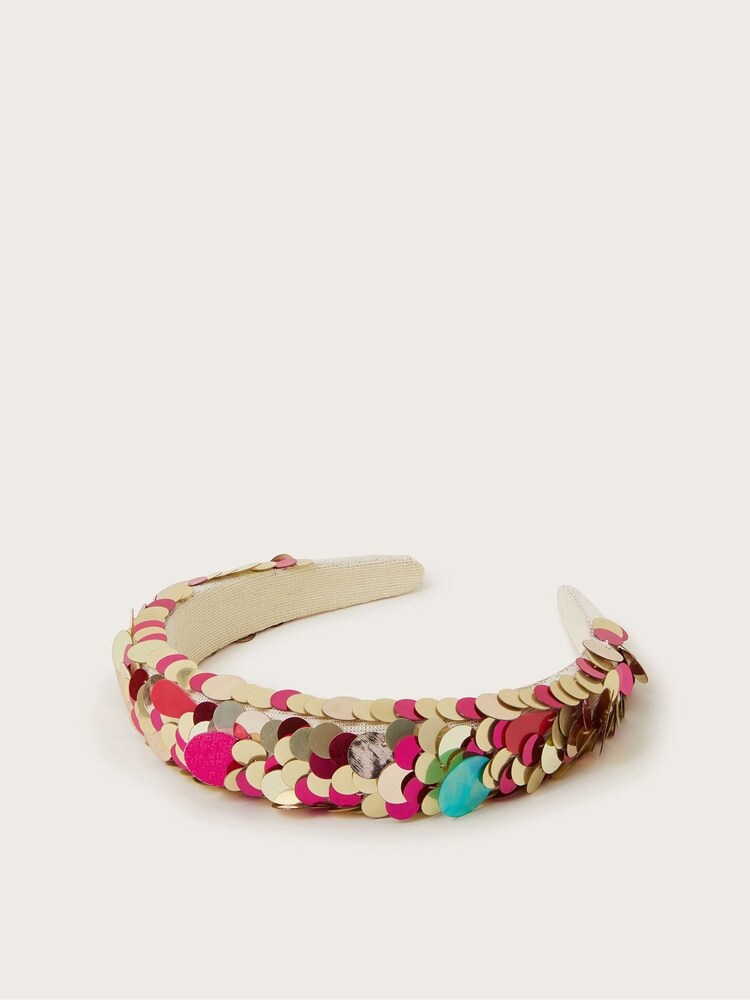 Monsoon Pink Sequin Embellished Padded Headband - Image 1 of 2