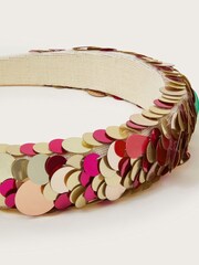 Monsoon Pink Sequin Embellished Padded Headband - Image 2 of 2