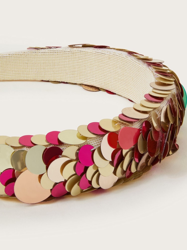 Monsoon Pink Sequin Embellished Padded Headband - Image 2 of 2