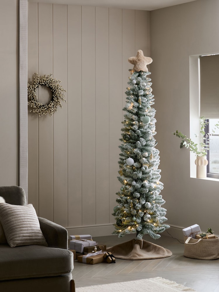 White 7ft Slim Alpine Snowy Pre Lit Christmas Tree - Image 1 of 5