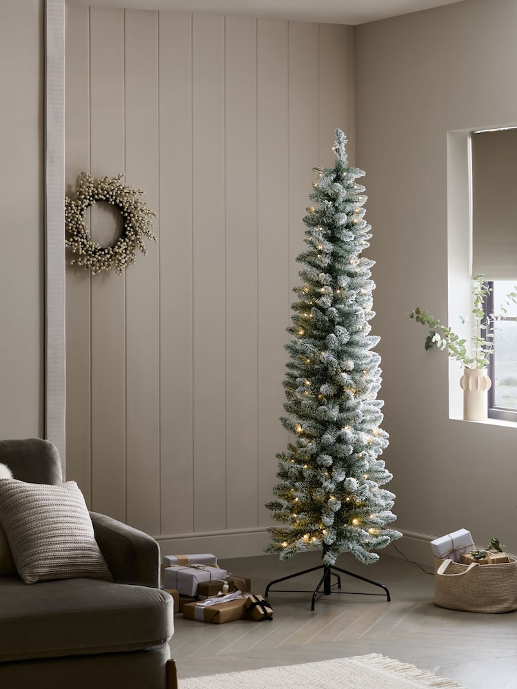 White 7ft Slim Alpine Snowy Pre Lit Christmas Tree - Image 2 of 5