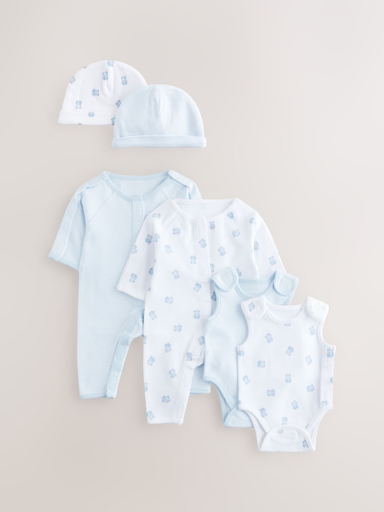 Blue Baby Premature Sleepsuit Set 6 Piece (0-0mths) - Image 1 of 4 Blue Baby Premature Sleepsuit Set 6 Piece (0-0mths) - Image 1 of 4