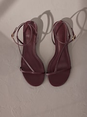 Burgundy Red Leather Signature Strappy Toe Thong Sandals - Image 4 of 10